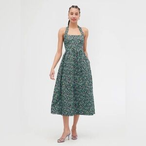 Hill House The Fleur Midi Dress Black Lily of the Valley